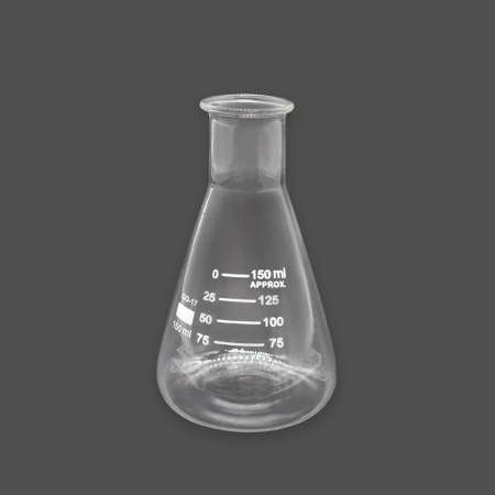 Колба коническая 150 мл стеклянная без шлифа со шкалой